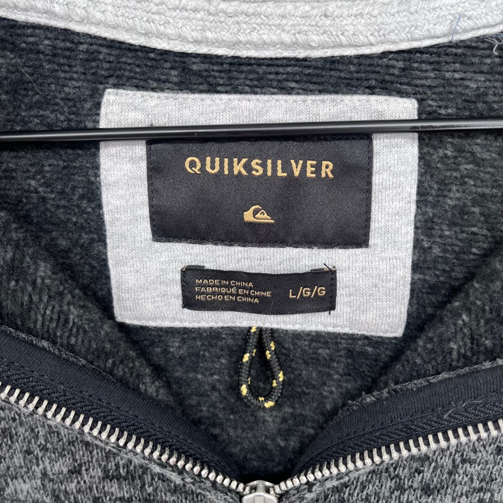 Quiksilver Full Zip Hoodie Mens Large Gray Marled Knit Sweater Surf Skate Casual - Picture 3 of 7